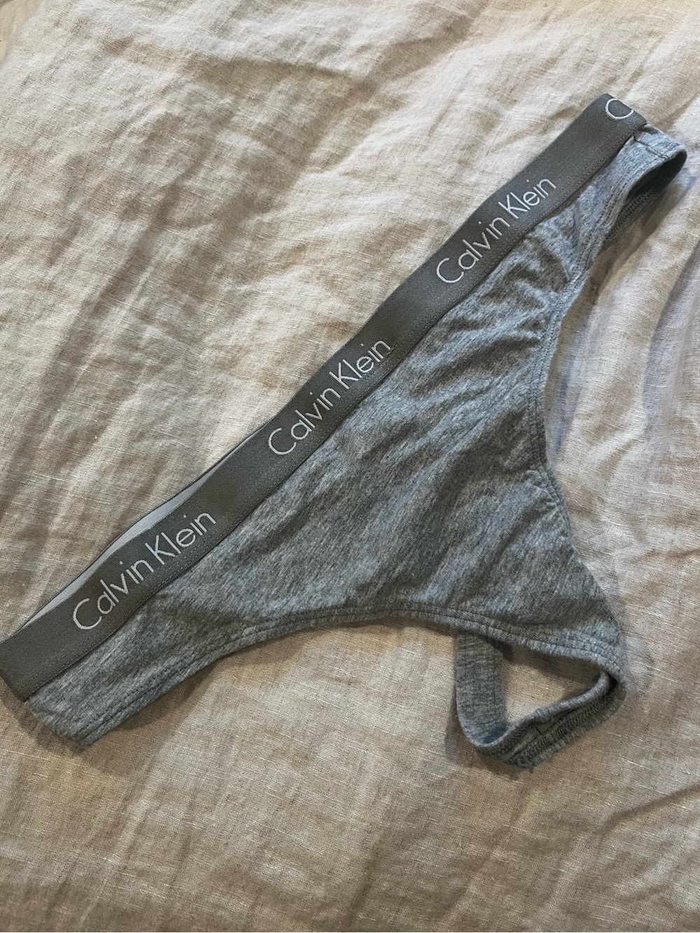 WW Calvin Klein Thong Grey Logo Elastic Cotton